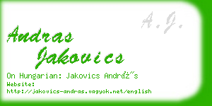 andras jakovics business card